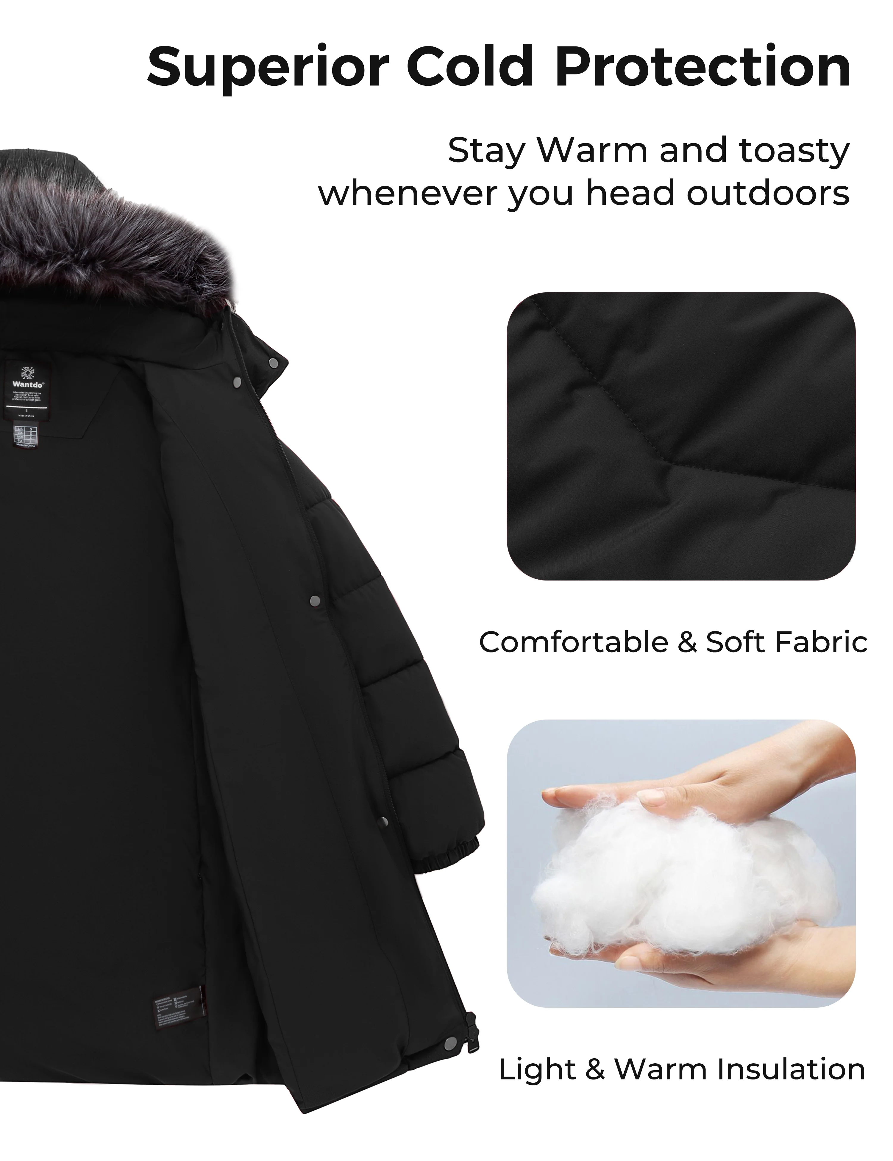 Wantdo Women's Warm Winter Coat Long Puffer Jacket