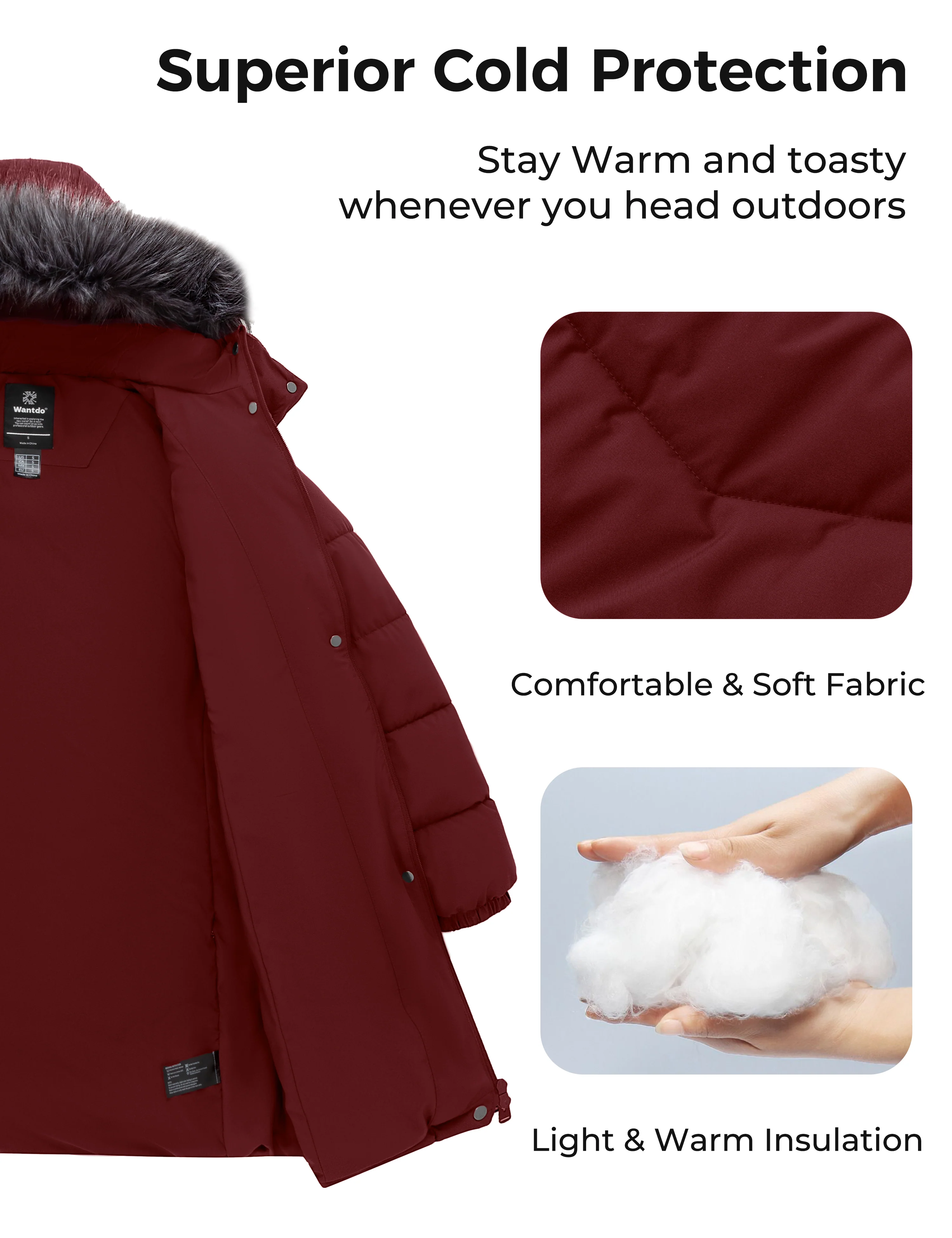 Wantdo Women's Warm Winter Coat Long Puffer Jacket