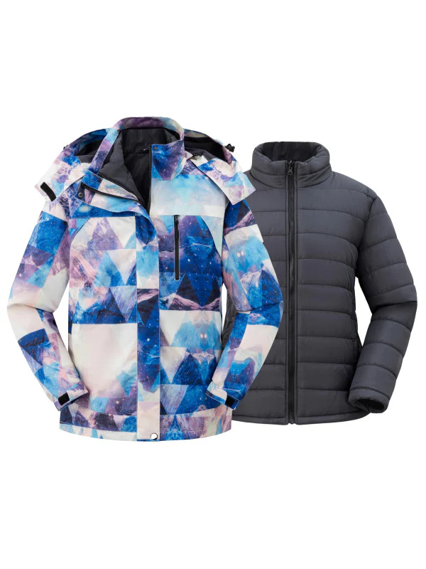 Women's 3 in 1 Plus Size Winter Coats Waterproof Ski Jacket Hooded Snowboarding Jacket