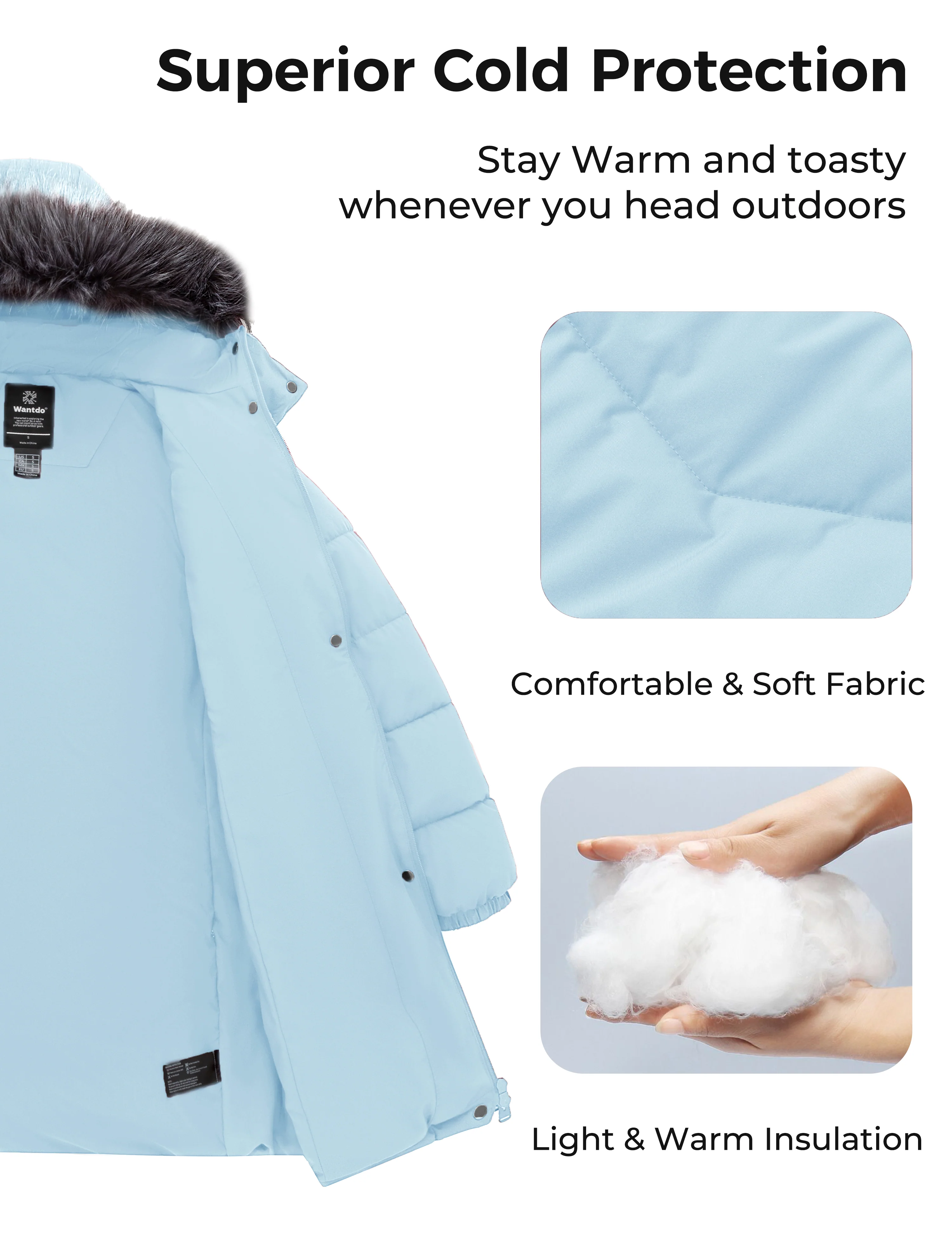Wantdo Women's Warm Winter Coat Long Puffer Jacket