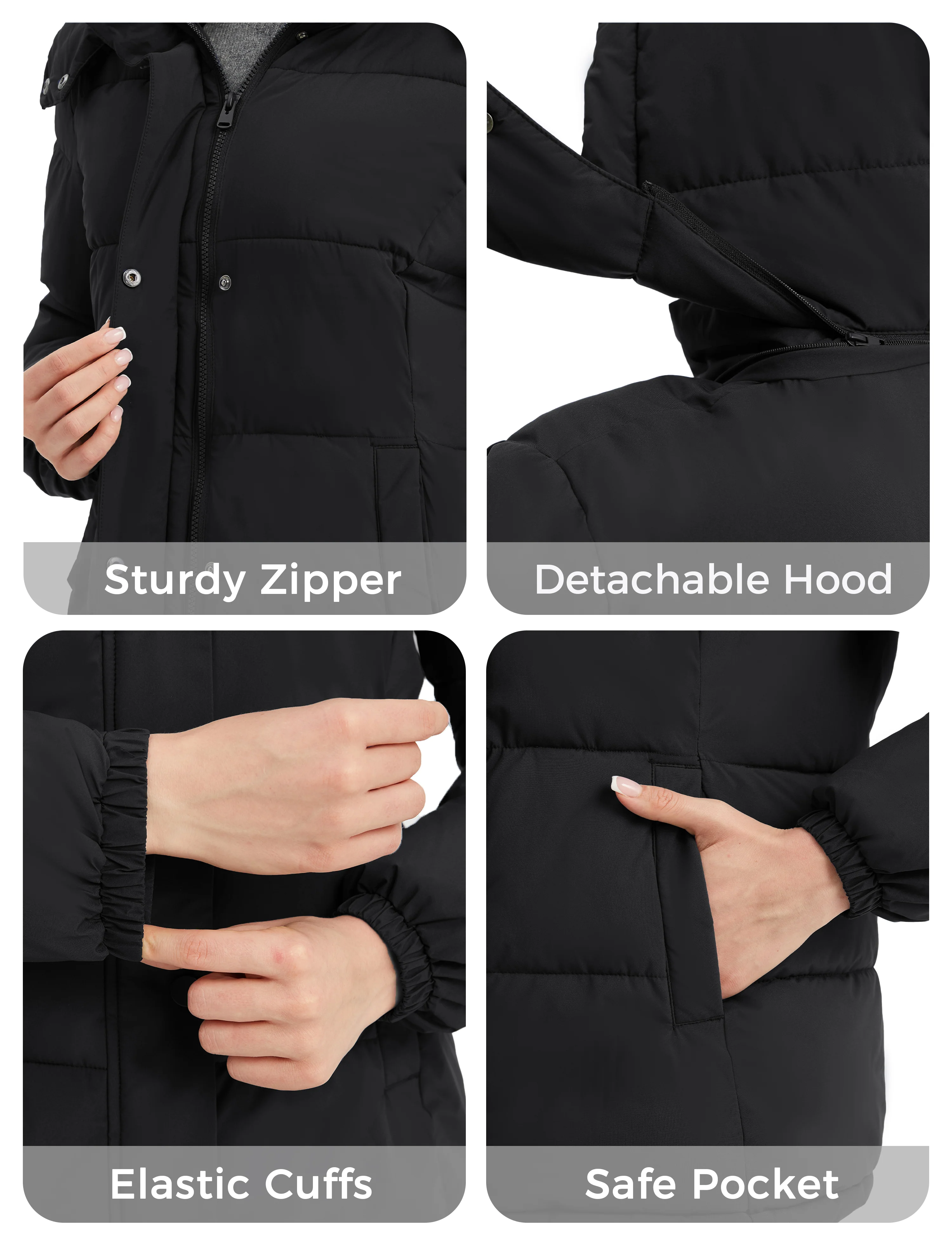 wantdo Women's Puffer Jacket Lightweight Winter Coat with Removable Hood