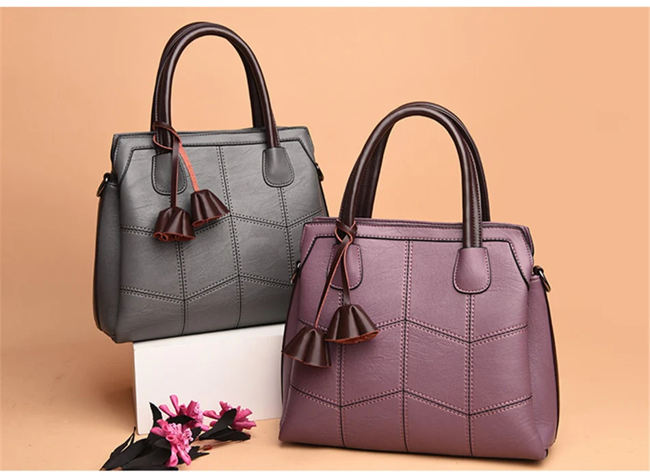 Genuine Leather Casual Tote Handbag