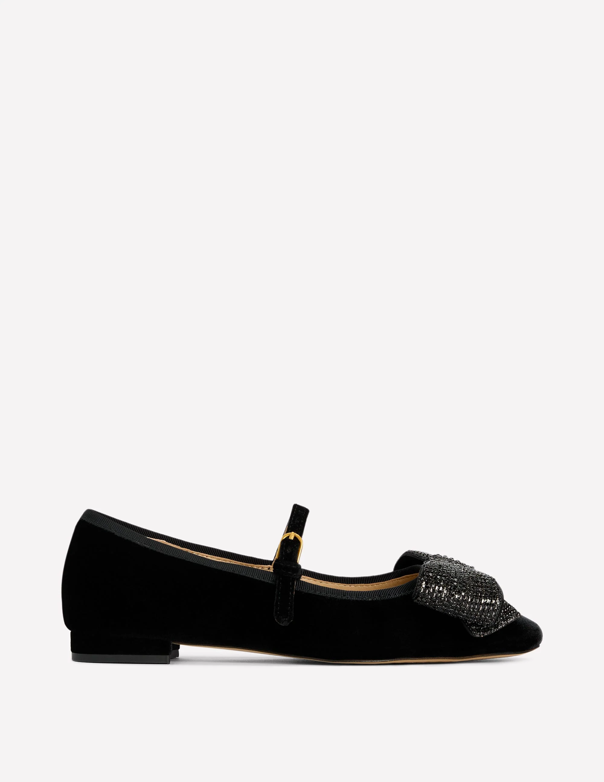 Embellished Bow Mary Jane Flat-Black