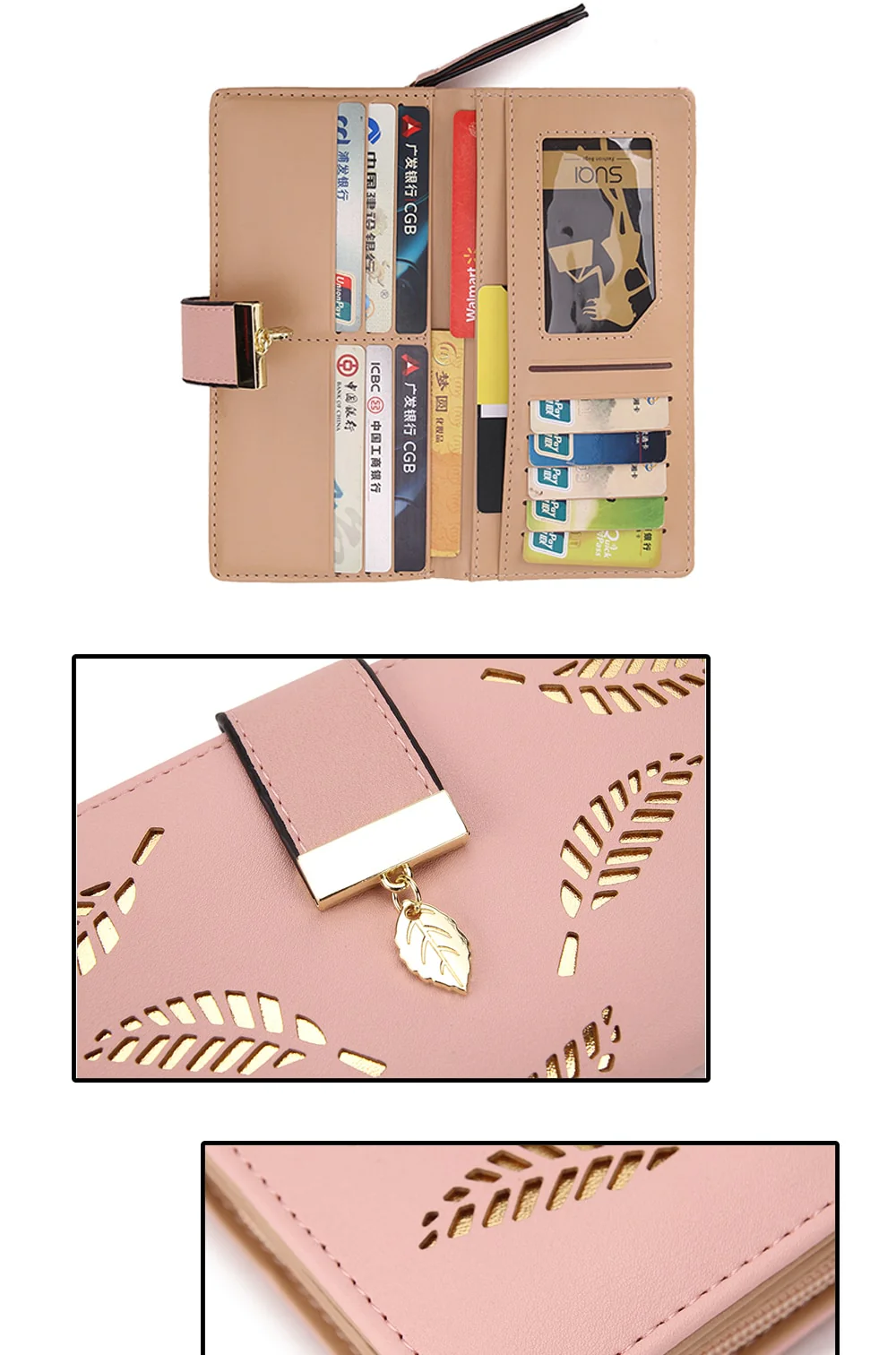 Hollow Leaves Long Wallet For Women