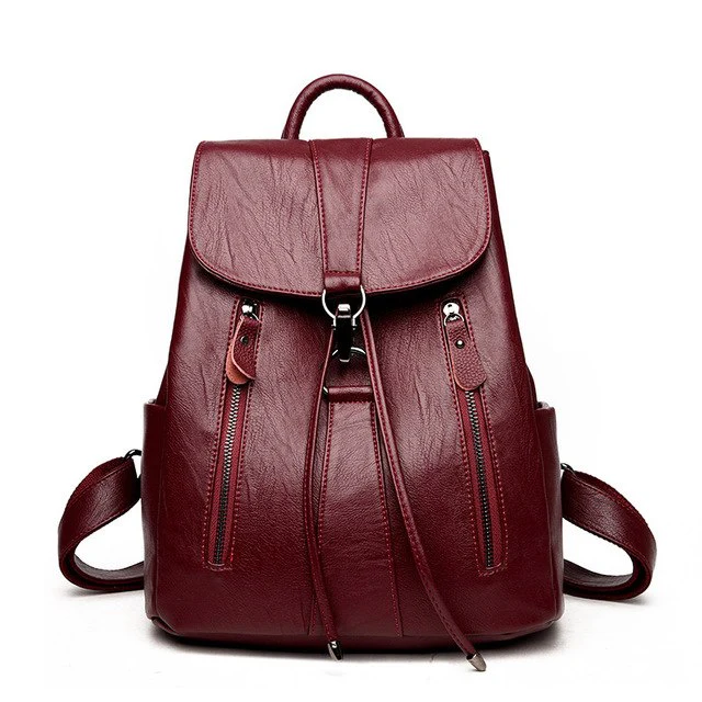 High Quality Leather Female Backpack