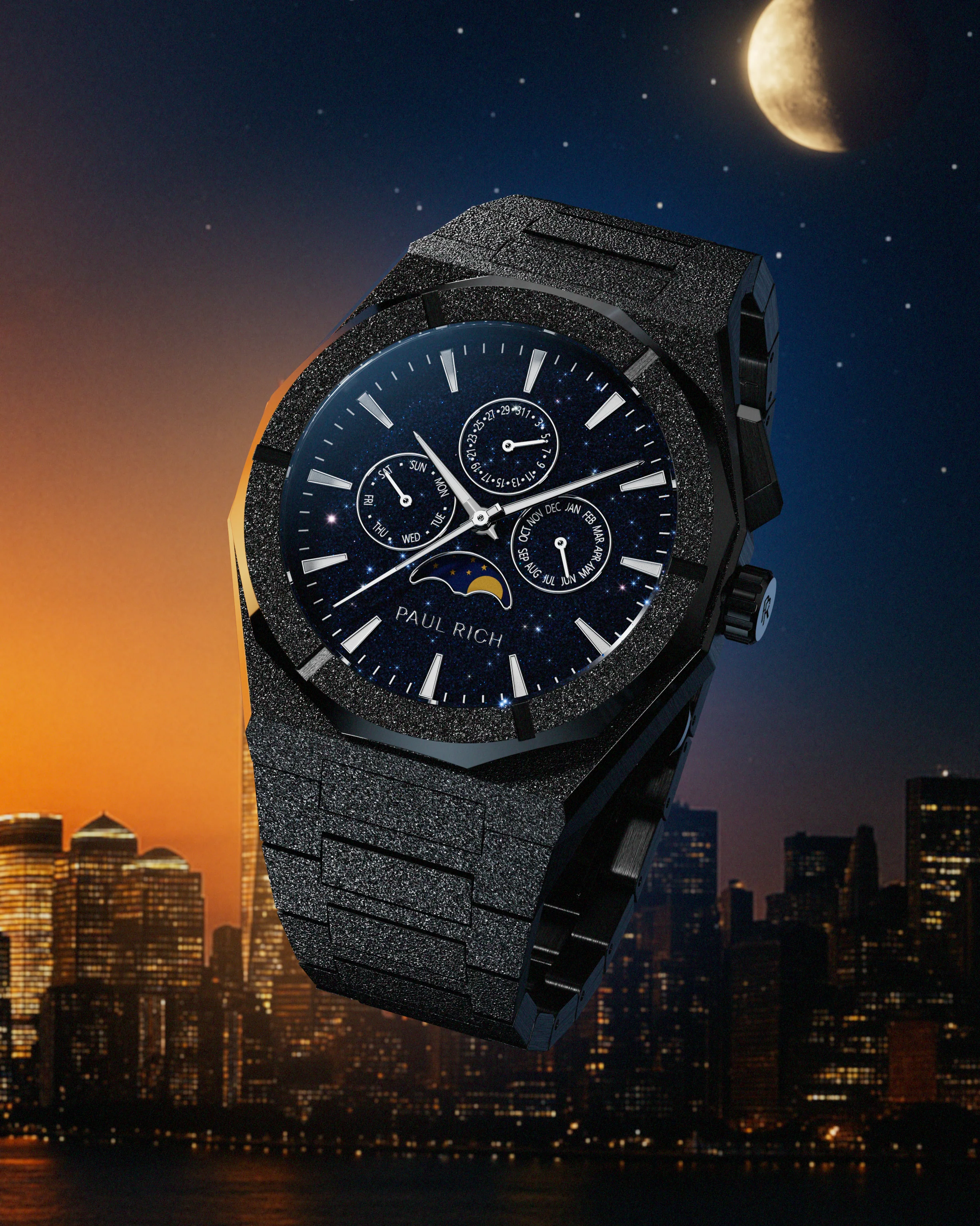 Moonphase Frosted Star Dust II Black