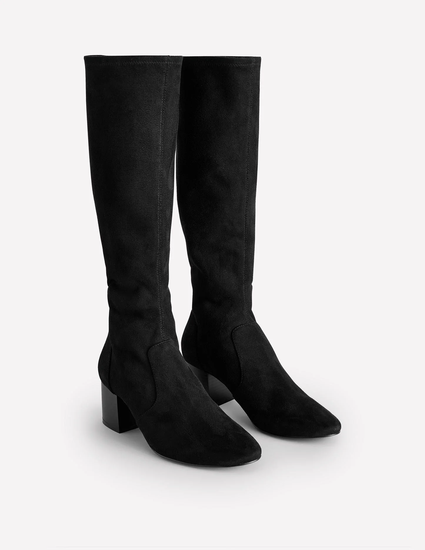Stretch Knee Heel Boots-Black