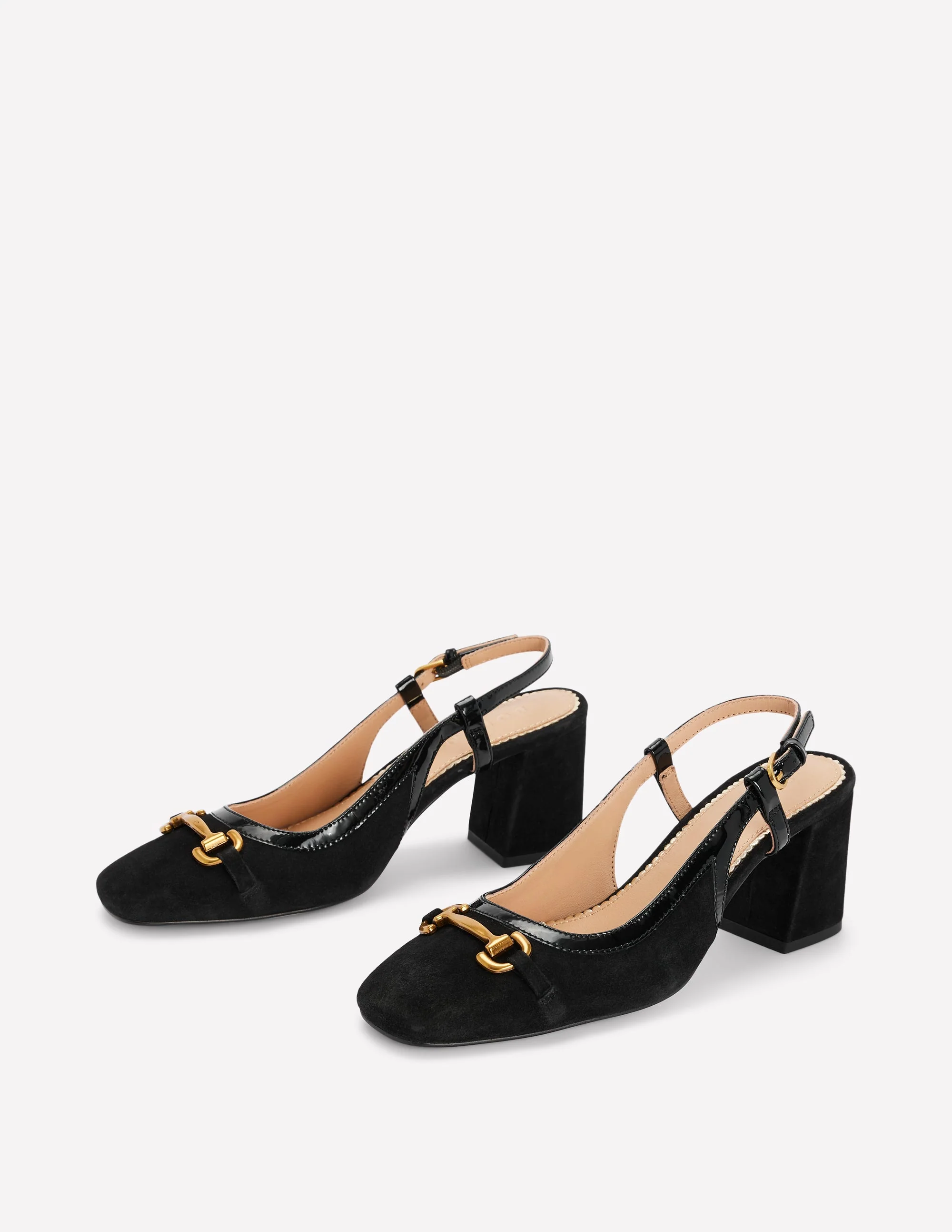 Iris Snaffle Slingback Heels-Black