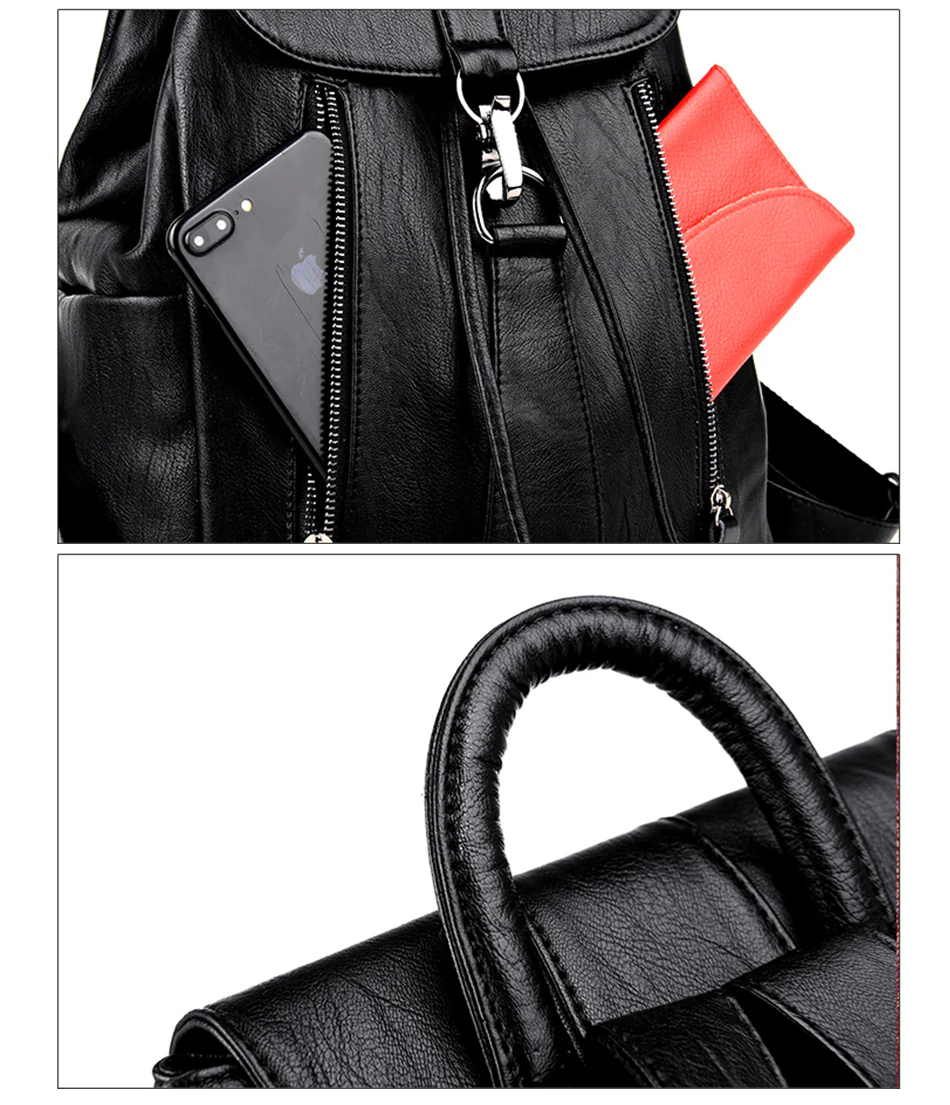 High Quality Leather Female Backpack