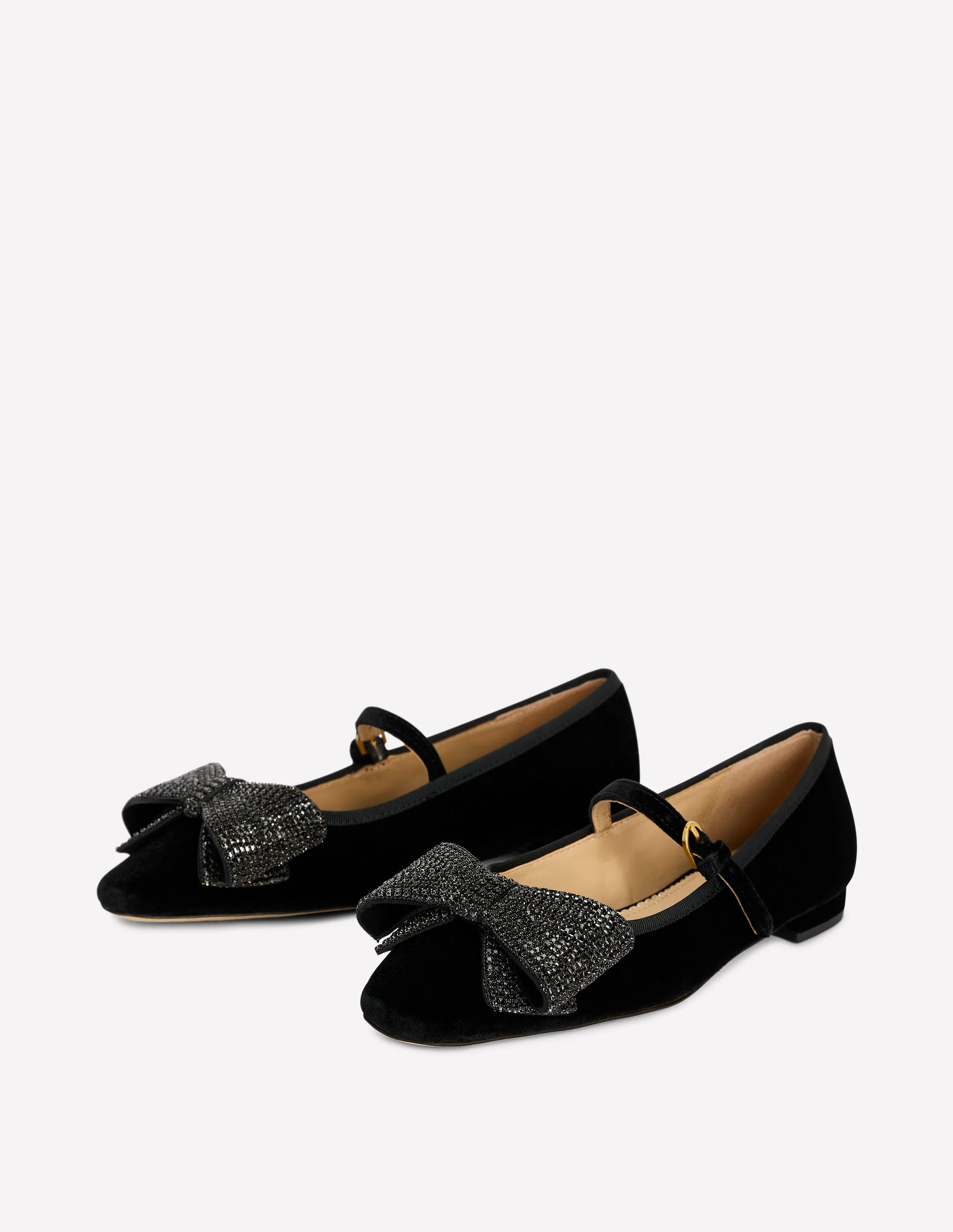 Embellished Bow Mary Jane Flat-Black