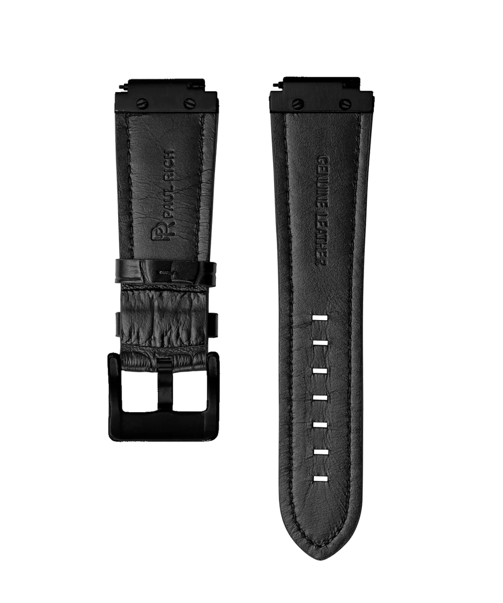 Star Dust I Leather Watchband Black