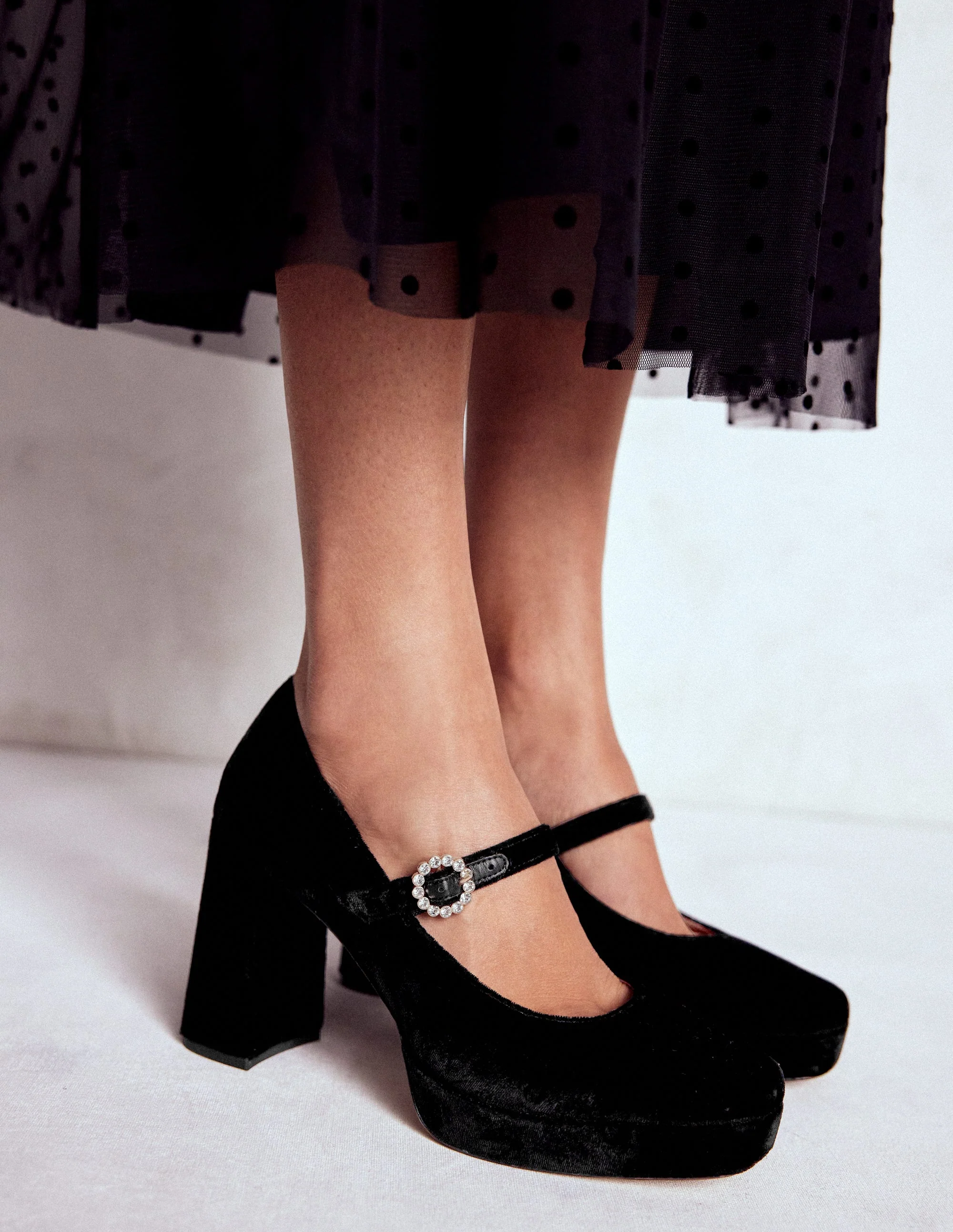 Platform Mary Janes-Black