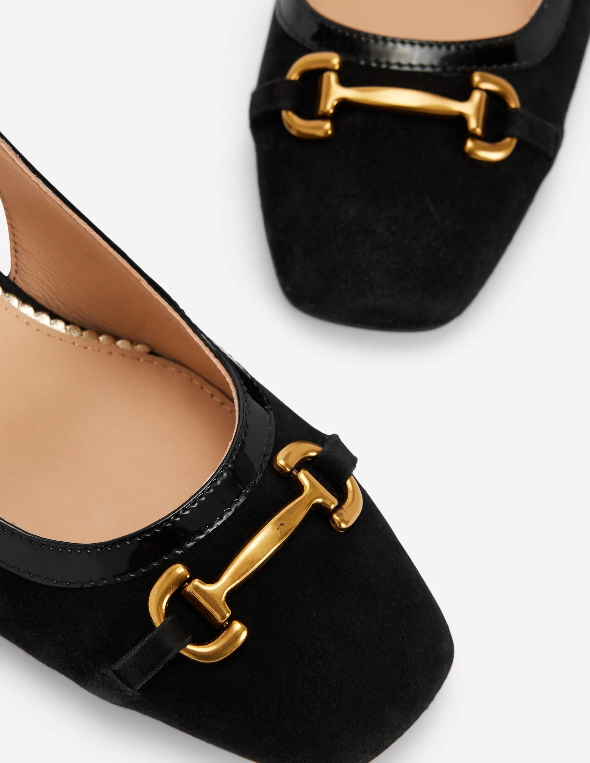 Iris Snaffle Slingback Heels-Black