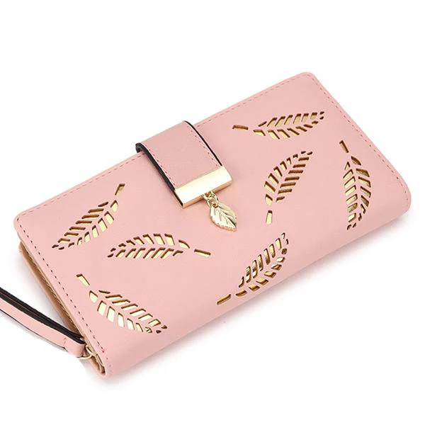 Hollow Leaves Long Wallet For Women