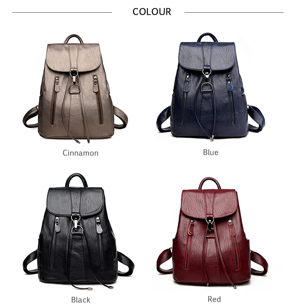 High Quality Leather Female Backpack