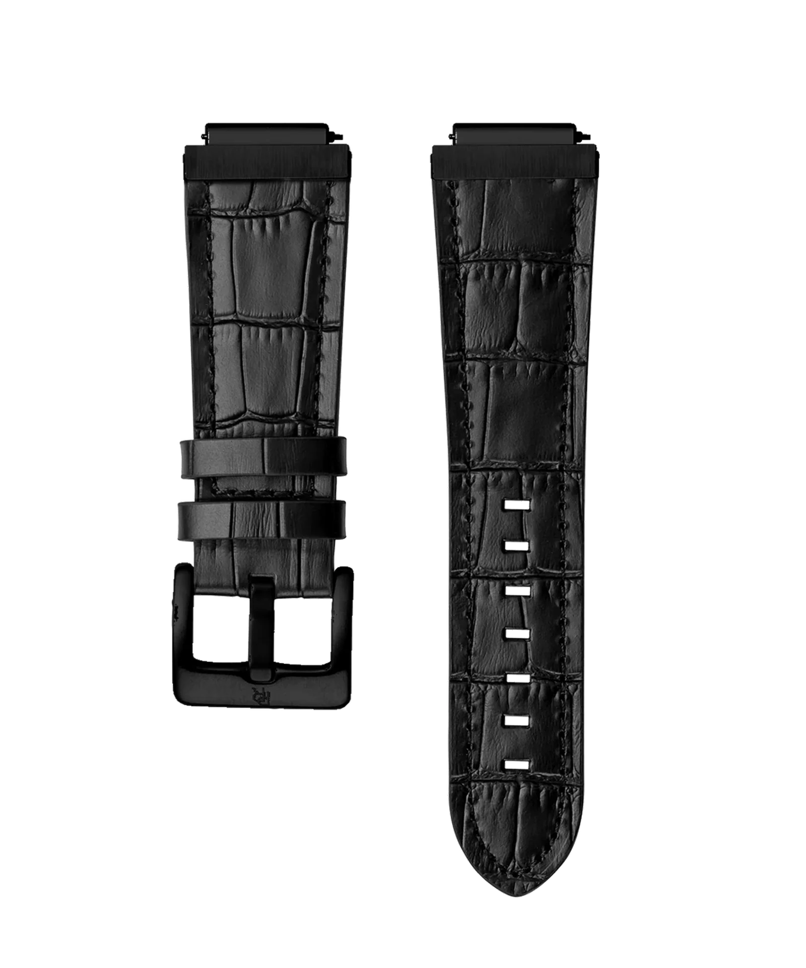 Star Dust I Leather Watchband Black