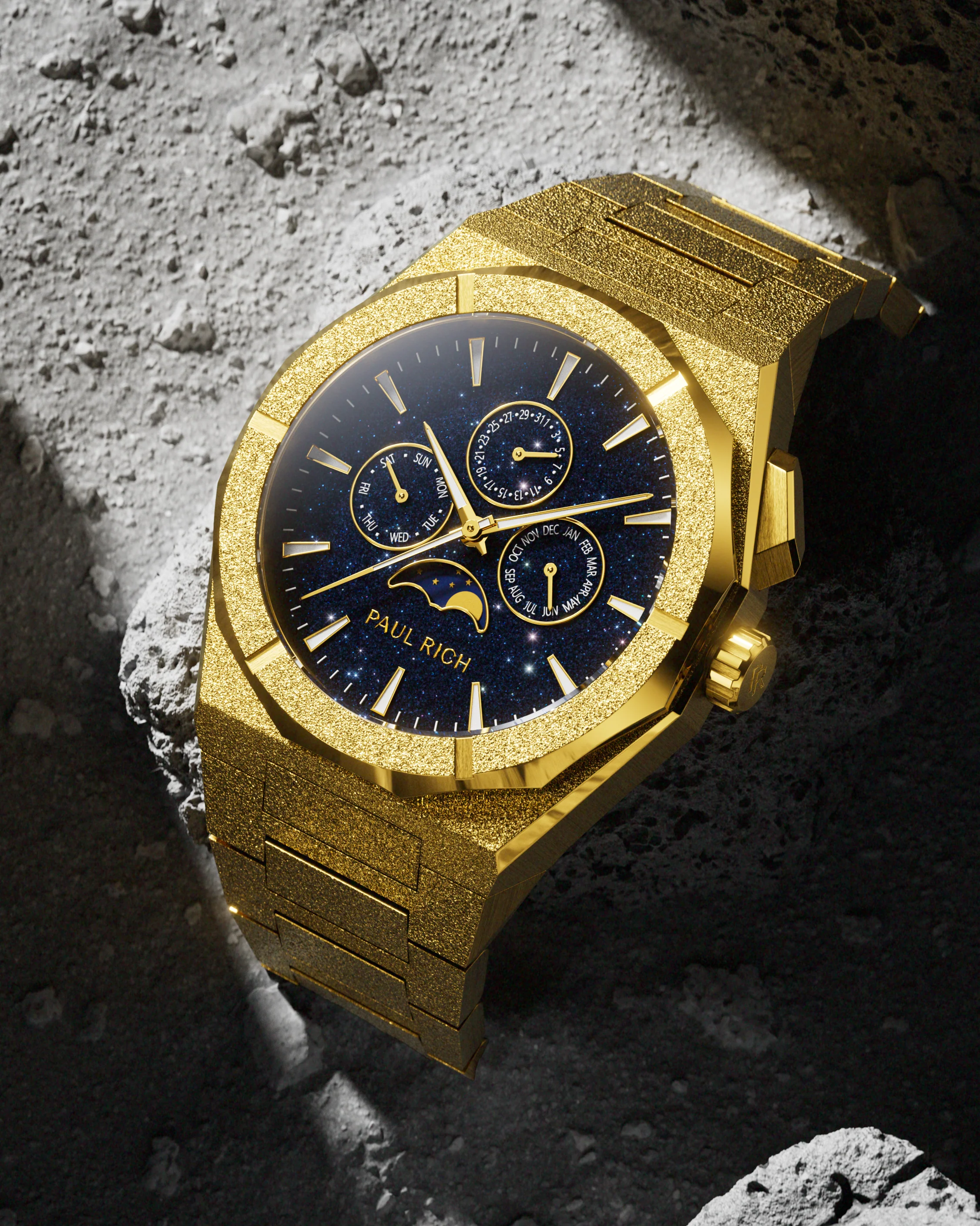 Moonphase Frosted Star Dust II Gold