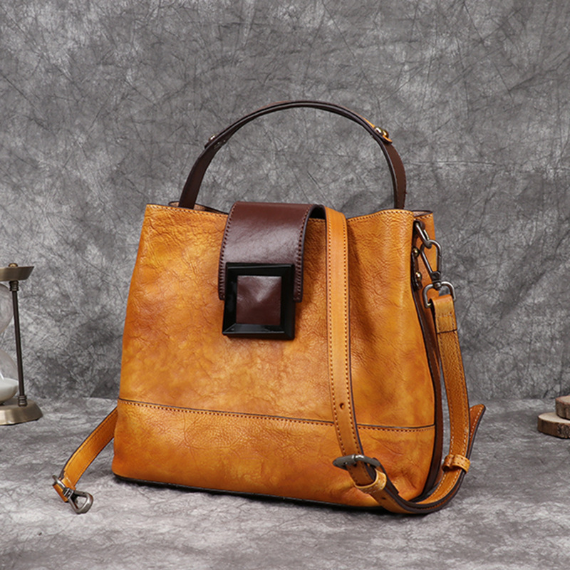 Vintage Two-Tone Leather Shoulder & Handbag