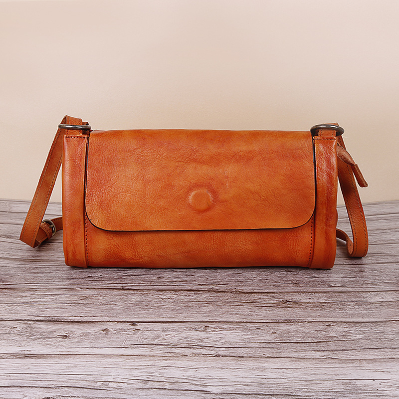 Vintage Minimalist Leather Crossbody Clutch Bag