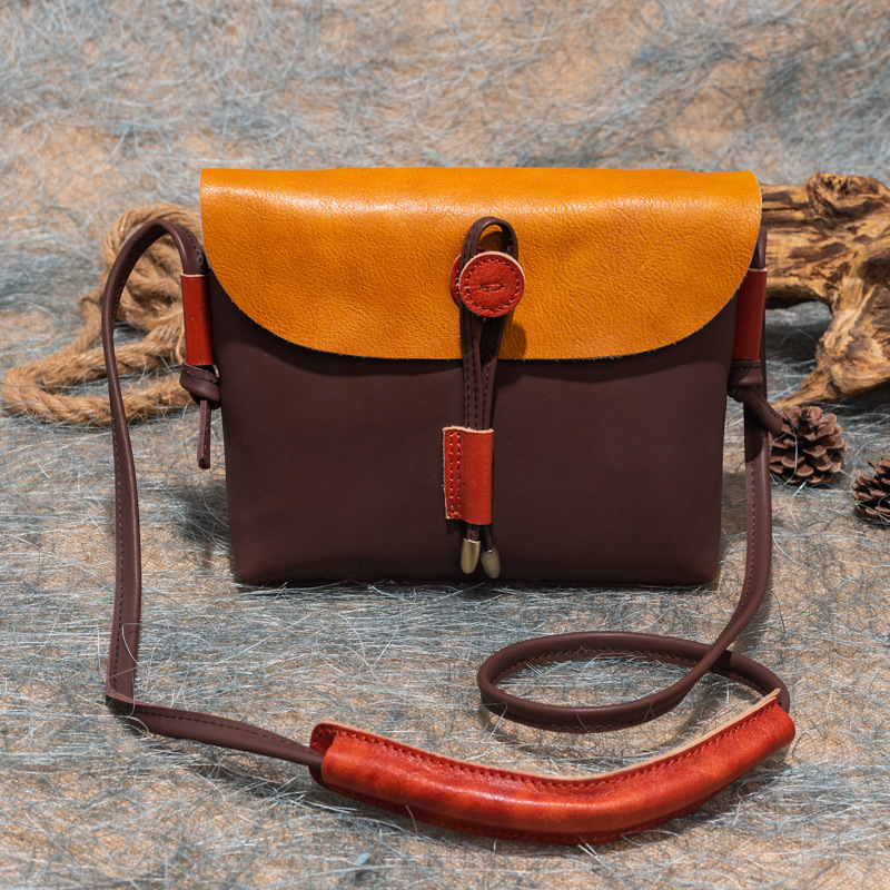 Vintage Two-Tone Leather Crossbody Mini Bag