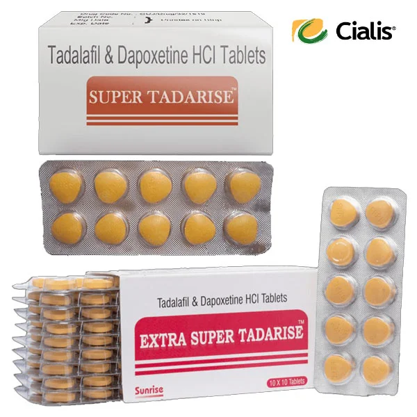 Super Tadarise 100 mg/10 capsule combinato con Cialis e Priligin a doppia azione per un'erezione di lunga durata