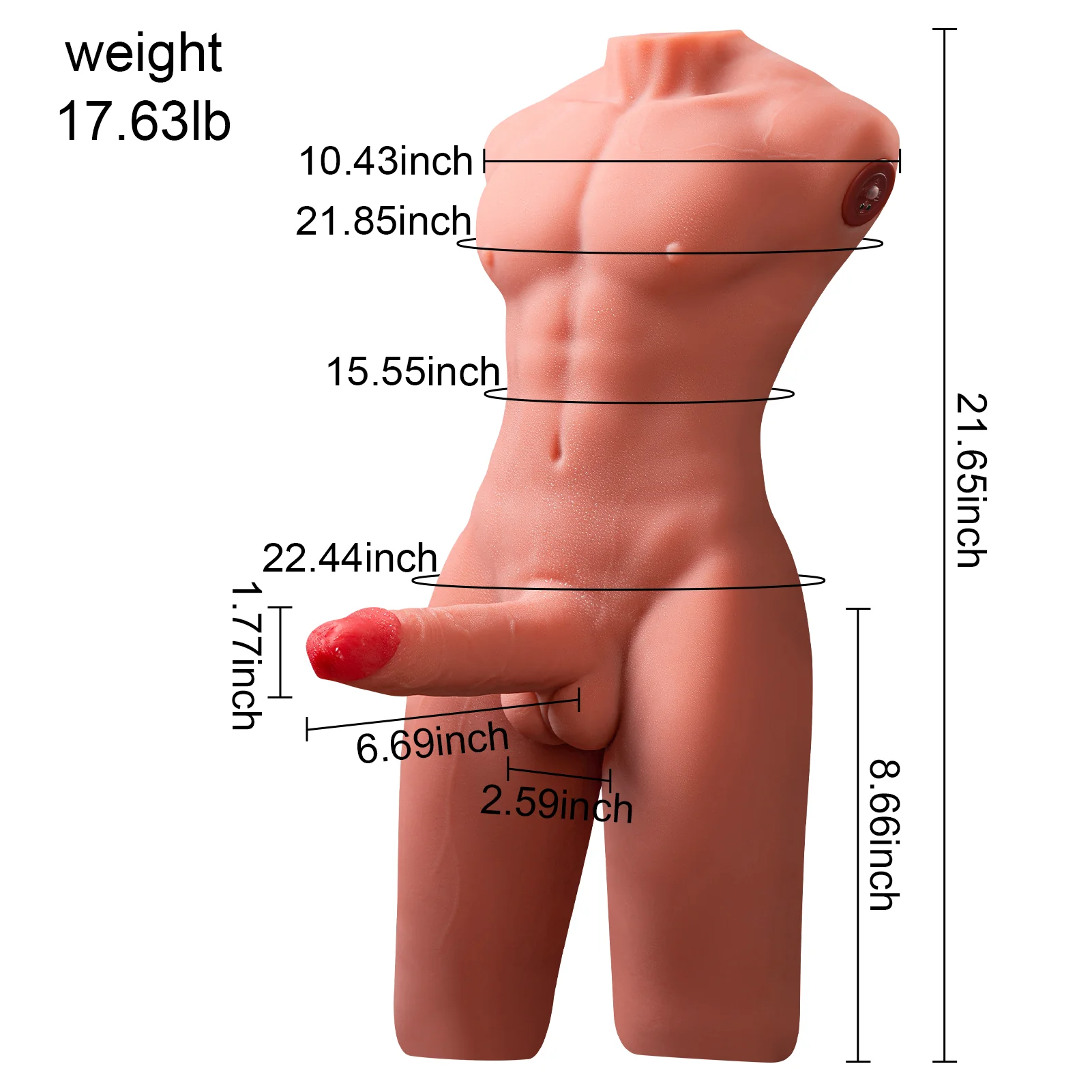Male Sex Doll for Women Wriggling & Thrusting Dildo Torso 20LB - Jensen 2.0