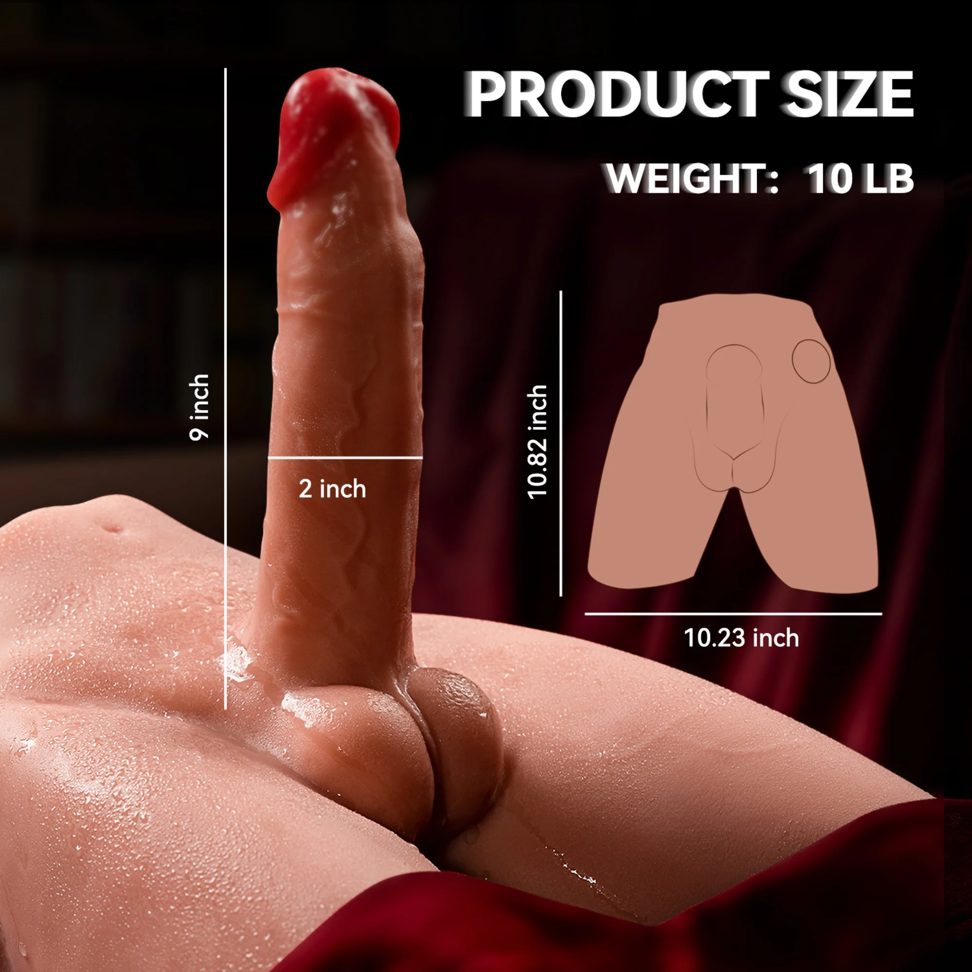 Male Sex Doll 9 In Thrusting & Vibrating Dildo G-spot Wiggling Dildos 11LB - Jensen