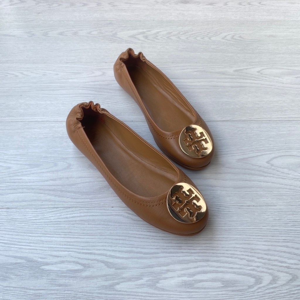 tory burch lady classic round-button flat shoes
