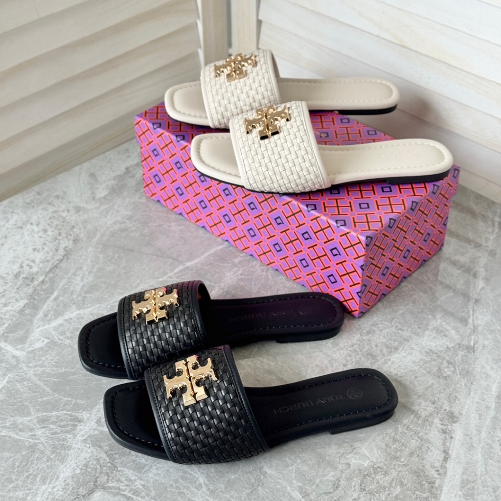 TB TORY BURCH 001 Eleanor Series Woven Leather Slippers