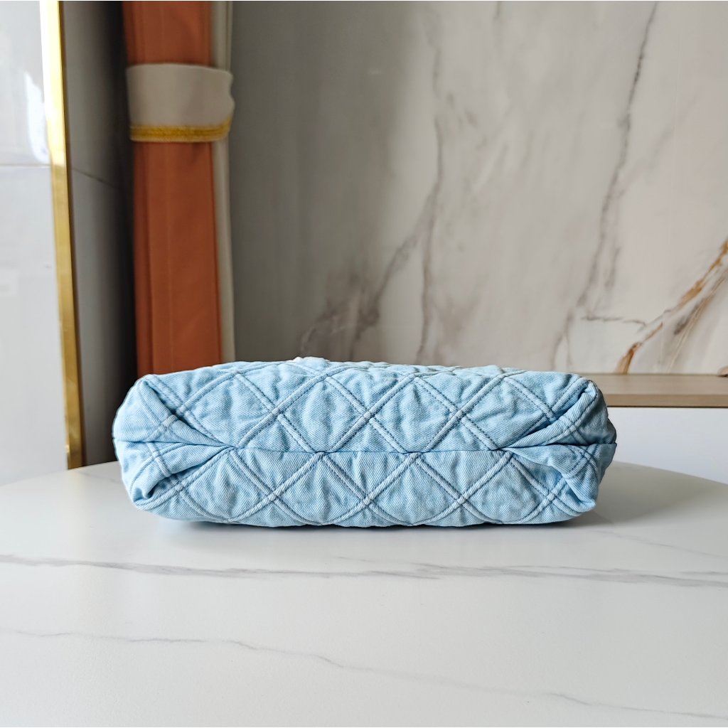 001 154572 Fleming Light Blue Denim Hobo Chain Bag Shoulder Bag