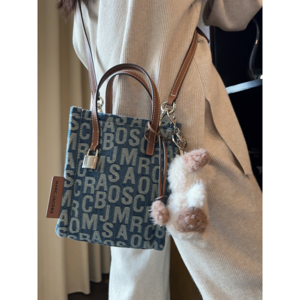 MARC JACOBS 403 Fashionable Denim Monogram Tote Bag Handbag