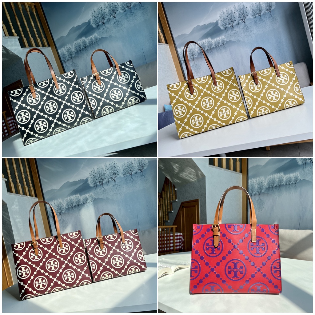 001 2022 Counter Latest 88400 T Monogram Series Two Sizes Contrast Embossed Tote Bag Handbag Shopping Bag