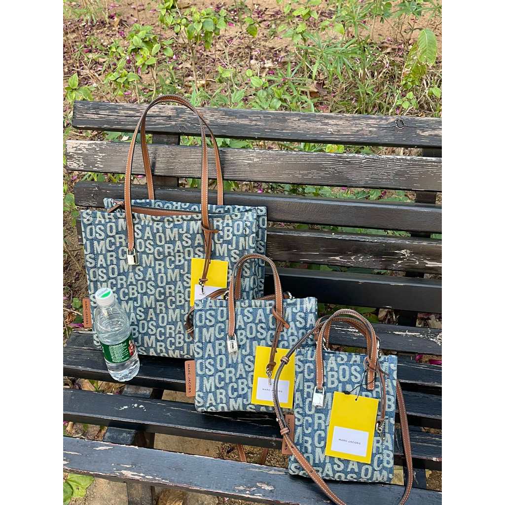 MARC JACOBS 403 Fashionable Denim Monogram Tote Bag Handbag