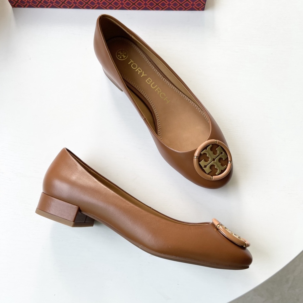 001 Fashion Metal Round Buckle Mid-Heel Round Toe Shoes