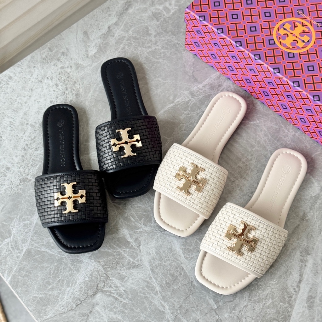TB TORY BURCH 001 Eleanor Series Woven Leather Slippers