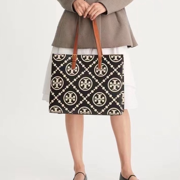 001 2022 Counter Latest 88400 T Monogram Series Two Sizes Contrast Embossed Tote Bag Handbag Shopping Bag