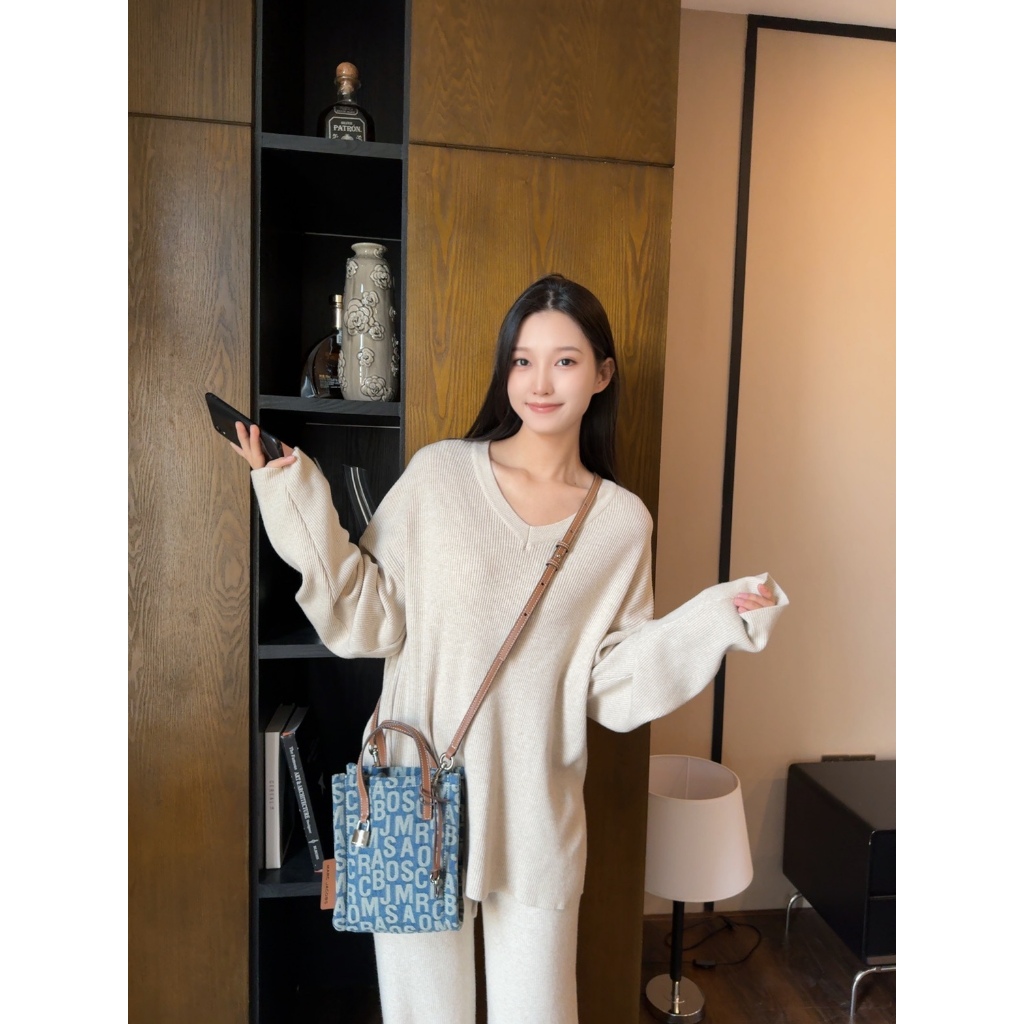 MARC JACOBS 403 Fashionable Denim Monogram Tote Bag Handbag