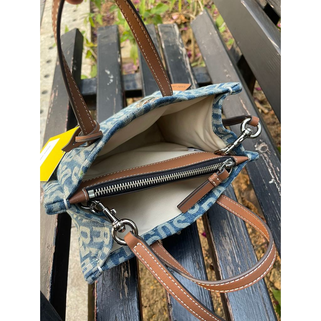 MARC JACOBS 403 Fashionable Denim Monogram Tote Bag Handbag