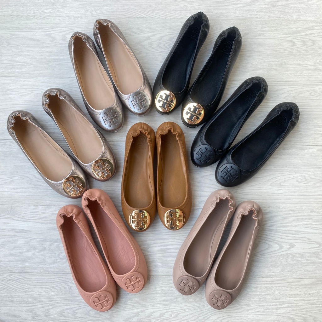 tory burch lady classic round-button flat shoes