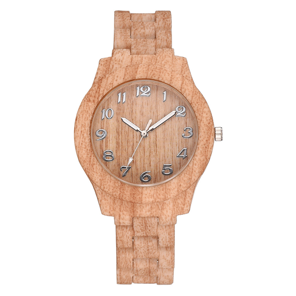 Popular Male and Female Lovers Fashion Quartz Watch Wood Grain Retro Simple No logo