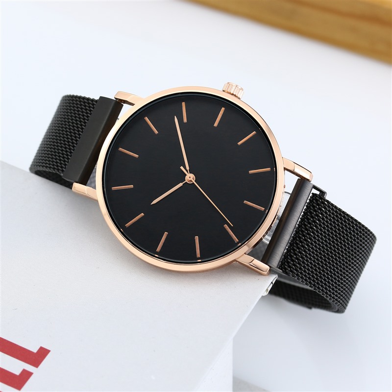 High Quality Minimalism Thin Men and Women Watch Stainless Steel Magnetic Mesh Strap Quartz Watch Gift Men Wristwatch No logo