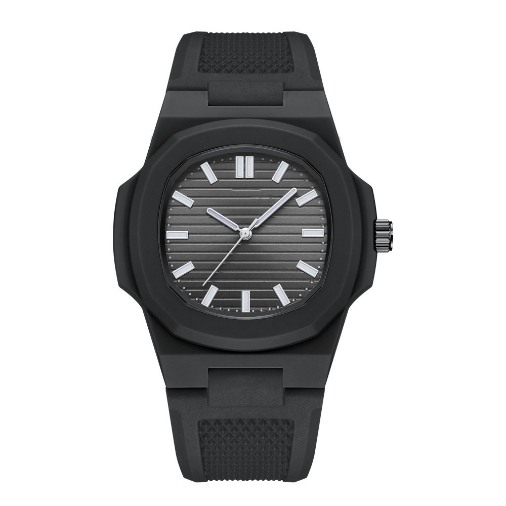 Wholesale Fashion Octagon Silicone Black Quartz Watch for Men and Women With No Logo Reloj Para Hombre Mujer Wristwatches