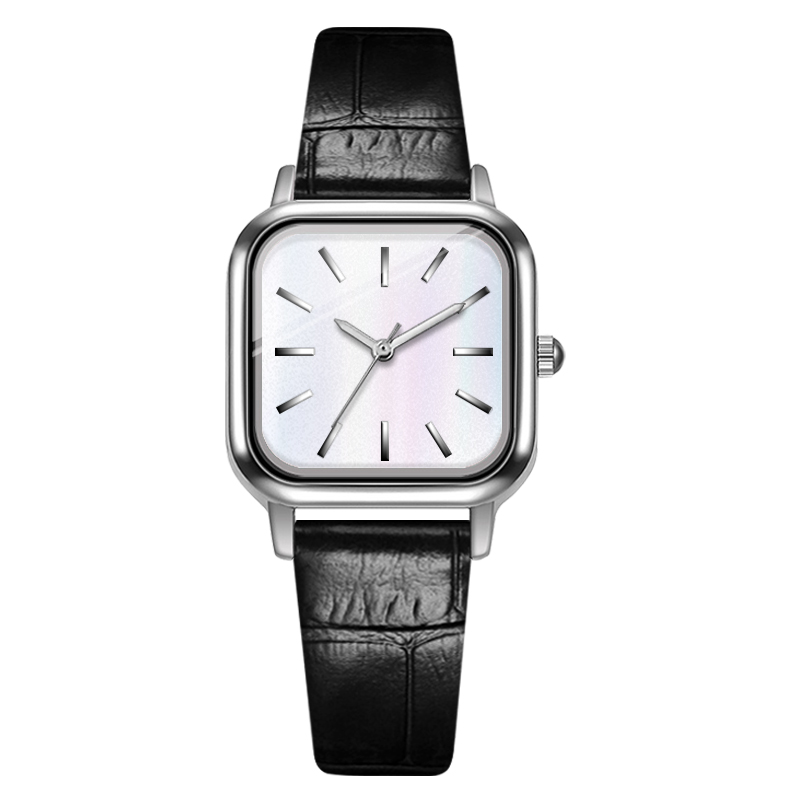 Classic Minimalist Square Watch Custom Logo Leather Strap 3ATM Water Resistant Japan Movement Quartz Women Watches NO LOGO