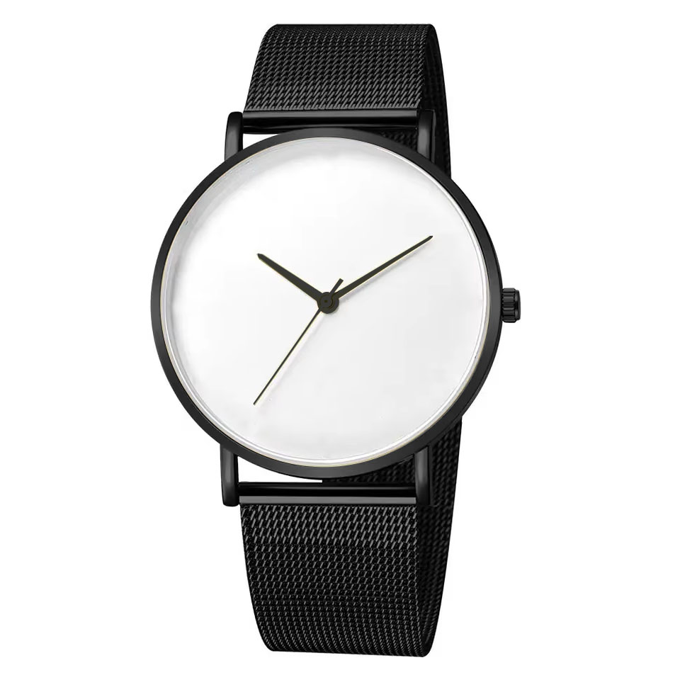 No logo Simple Watch with Blank Dial  Mesh Stainless Steel Band Men Watches Thin Minimalist Customized Watch 40mm High Quality