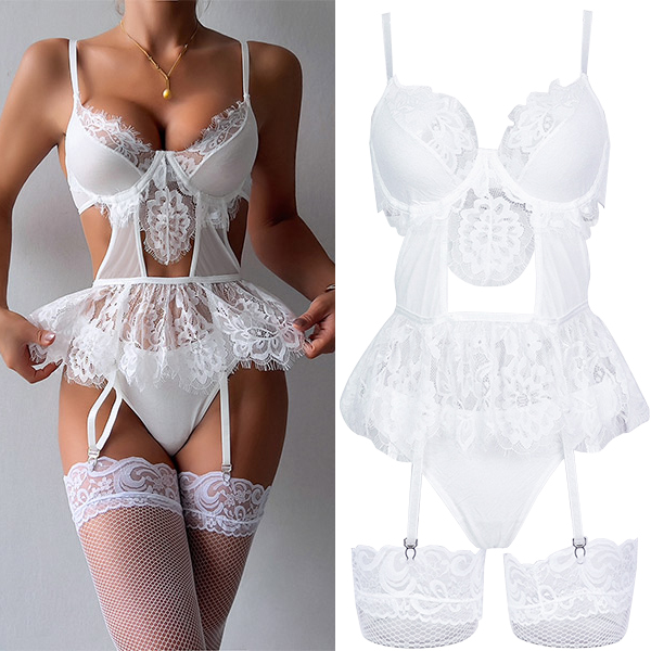 SEXY DRIEDELIGE LINGERIE SET MET KANTEN DETAILS