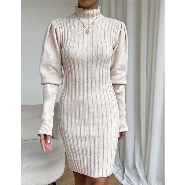 GERIBBELDE SWEATER JURK