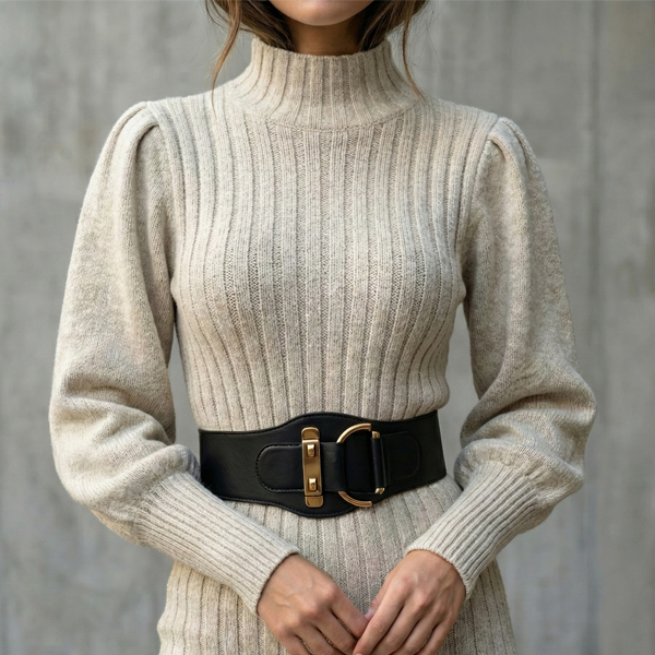 GERIBBELDE SWEATER JURK