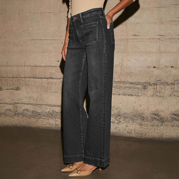 RECHTE SNIT OUDGEWASSEN DENIM JEANS