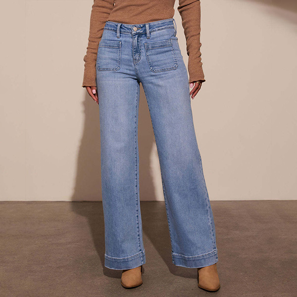 RECHTE SNIT OUDGEWASSEN DENIM JEANS