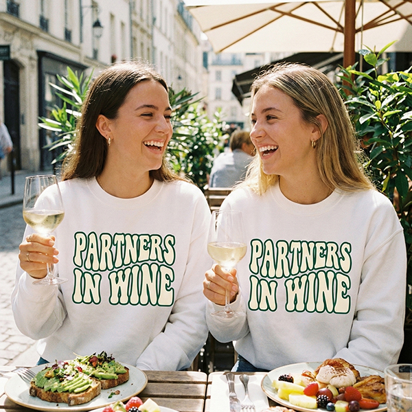 PARTNERS IN WINE BEDRUKTE SWEATER